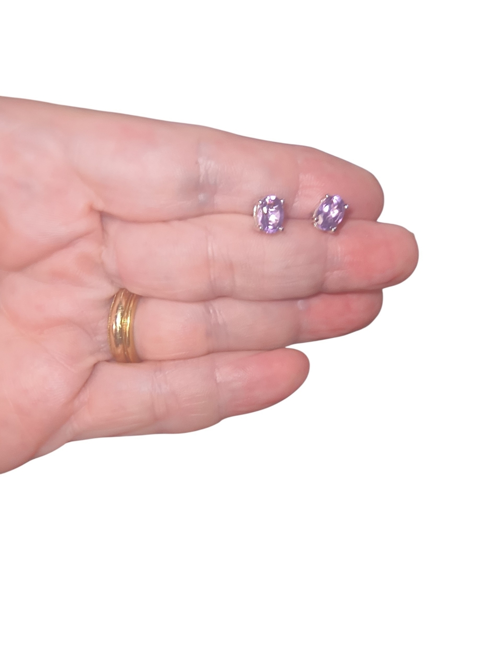 Faceted Purple Amethyst Gemstone And Sterling Silver Post Earrings - Picture 5 of 9